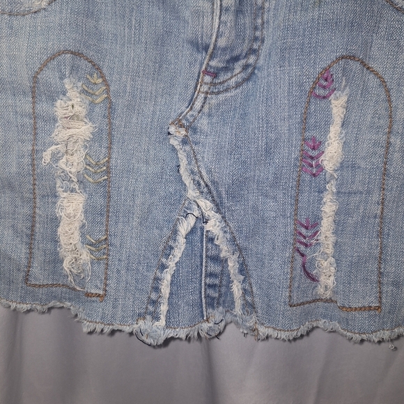 Arizona jean Co boho patch jean skirt size 3 - Picture 3 of 5